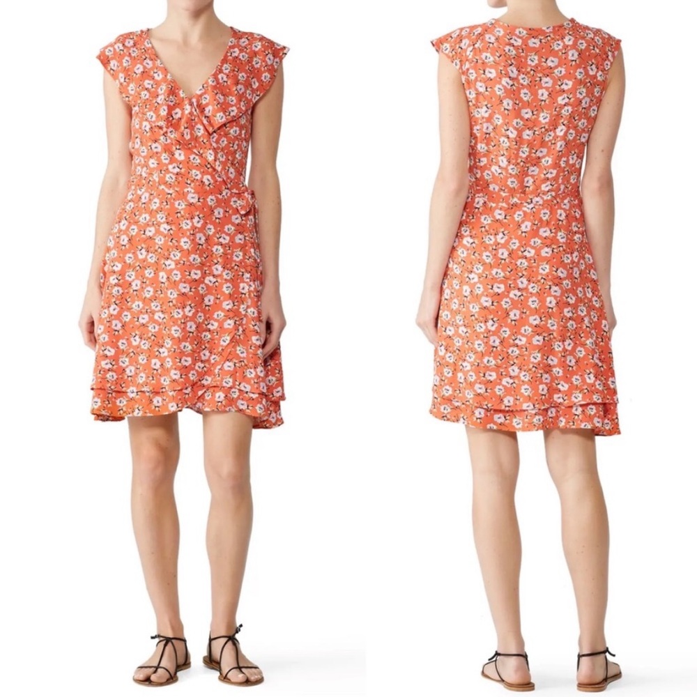 Sanctuary Johanna Floral Wrap Orange Dress Size Small